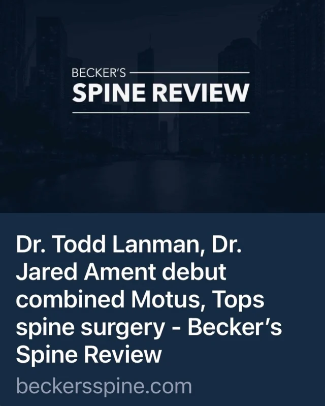 Dr. Todd Lanman, Dr. Jared Ament debut combined Motus, Tops spine surgery  Todd Lanman, MD, and Jared Ament, MD, performed the first known case combining the Motus total joint replacement implant and the Tops system at adjacent levels.  The landmark case was performed on a man with severe facet disease, according to a May 20 news release. The Motus device was implanted at segments L5-S1, and the Tops system was implanted at segments L4-L5.  “This is the first time the Motus total joint replacement has been placed at the bottom level of the spine with a Tops device directly above it,” Dr. Lanman said in the release. “The biomechanical challenge was significant. L5-S1 is a high-load bearing level, and placing Motus beneath a Tops device at L4-5 required precise alignment, careful load distribution planning and complete mastery of both technologies. This patient’s severe facet disease made him an ideal candidate for this innovative construct, and we are thrilled with the early outcomes.”  Motus is a posterior total joint replacement device from 3Spine. Premia Spine’s Tops system is an alternative to spinal fusion.  Link in bio to access the full story.
.
.
.
.
.
#Motus #BeckersSpineReview #ADRSpine #DrToddLanman #LanmanSpinalNeurosurgery  #ArtificialDiscReplacement #SpineHealth #DiscReplacement #NeckPain #BackPainRelief #Neurosurgeon #SpineCare #DrJaredAment #3Spine